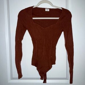 Abercrombie & Fitch Rust Long Sleeve Bodysuit